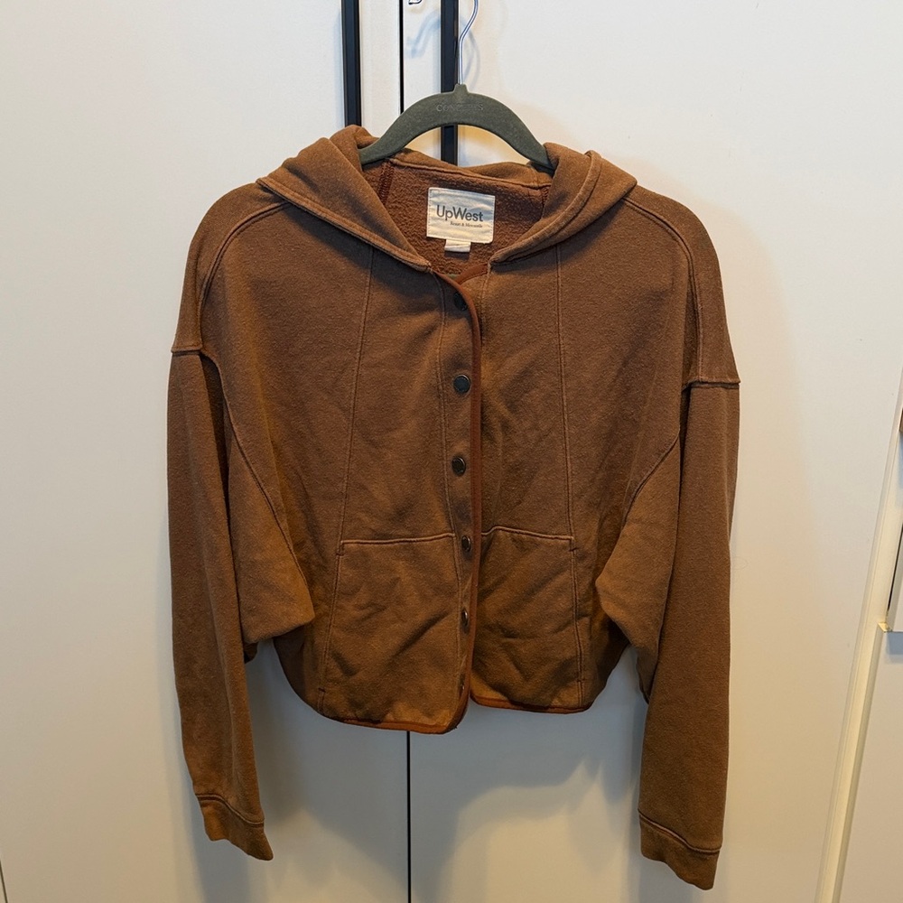 UpWest EcoHemp Snap Closure Cropped Fleece Hoodie